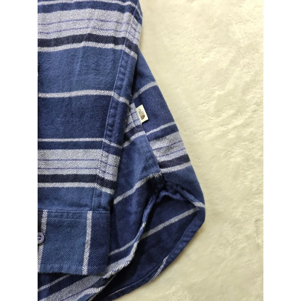 The North Face‎ Flannel Shirt Mens Large Blue Striped Cotton Lined Button Up